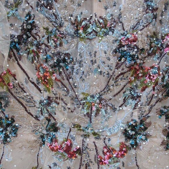 Mac Duggal 20510 Flutter Sleeve High Neck Embellished Floral Dress - Picture 9 of 13